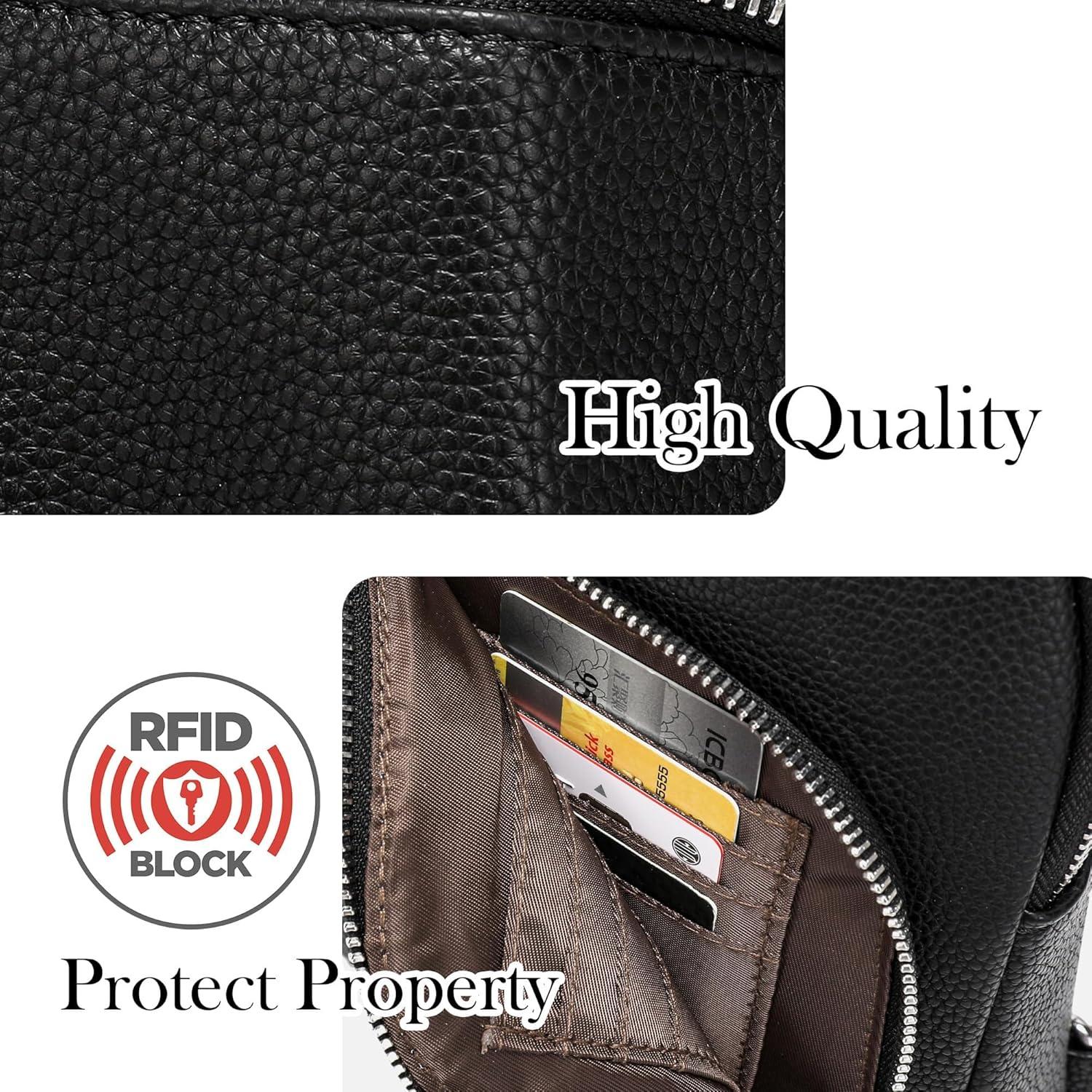 Bolsa Cruzada INICAT de Cuero para Mujeres 1.9L RFID Negra