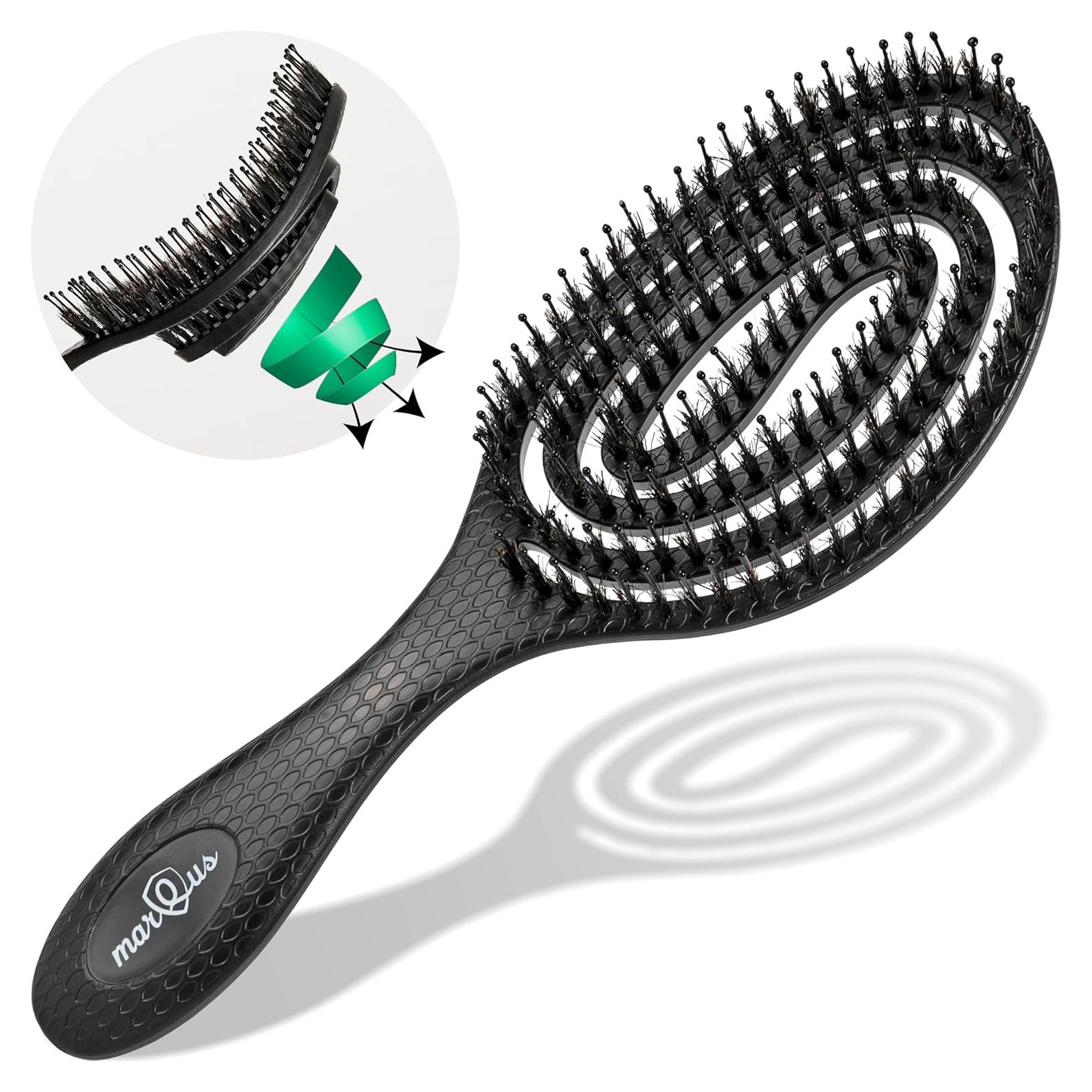 Cepillo Deshebrador MarQus Negro - Cerdas Suaves para Todo Cabello