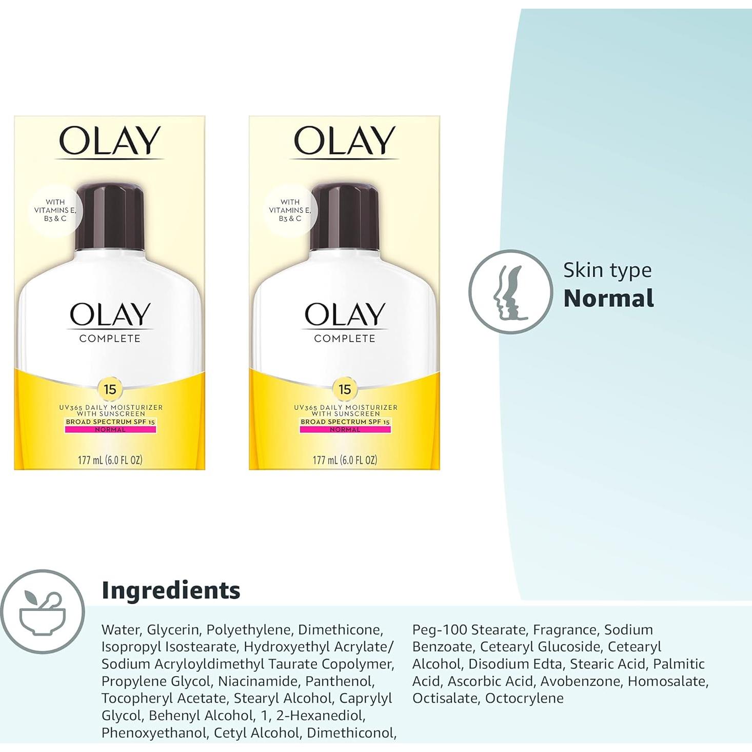 Hidratante Facial Olay Completo SPF 15 170 ml - 2 Paquetes