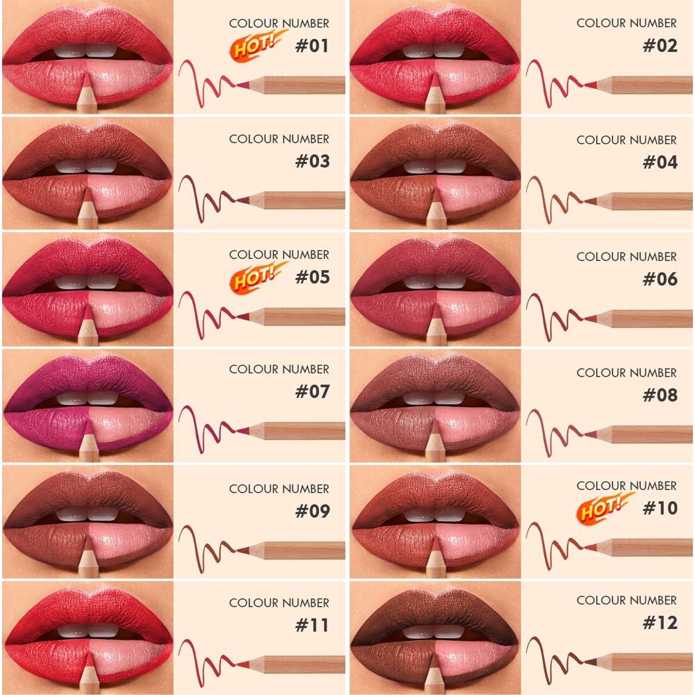 Juego de 12 Lápices Labiales KIMIEYE Mate Alta Pigmentación