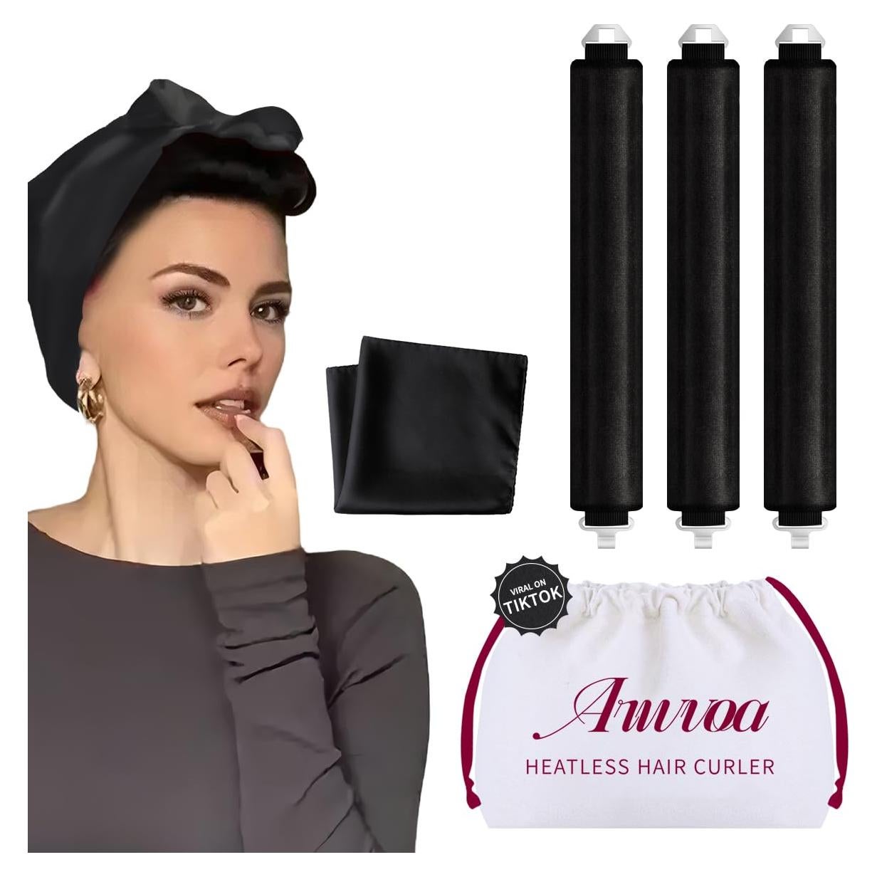 Rizador de Cabello Sin Calor ARWVOA 3 Varillas Negro