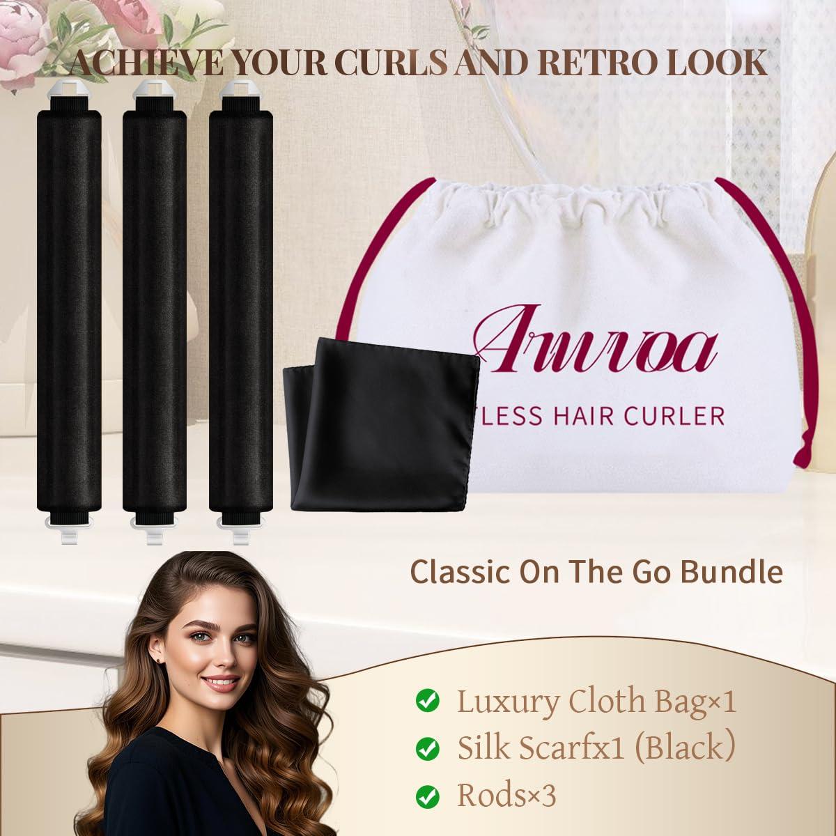 Rizador de Cabello Sin Calor ARWVOA 3 Varillas Negro