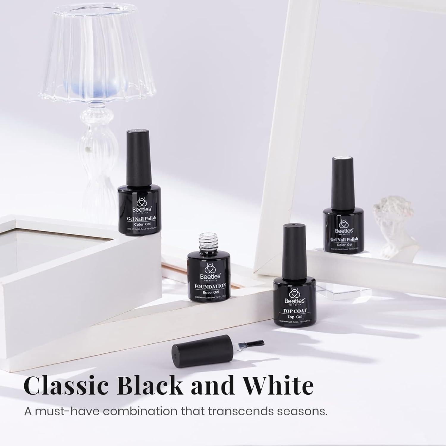 Set de Esmalte en Gel Beetles - 4 Piezas Blanco y Negro