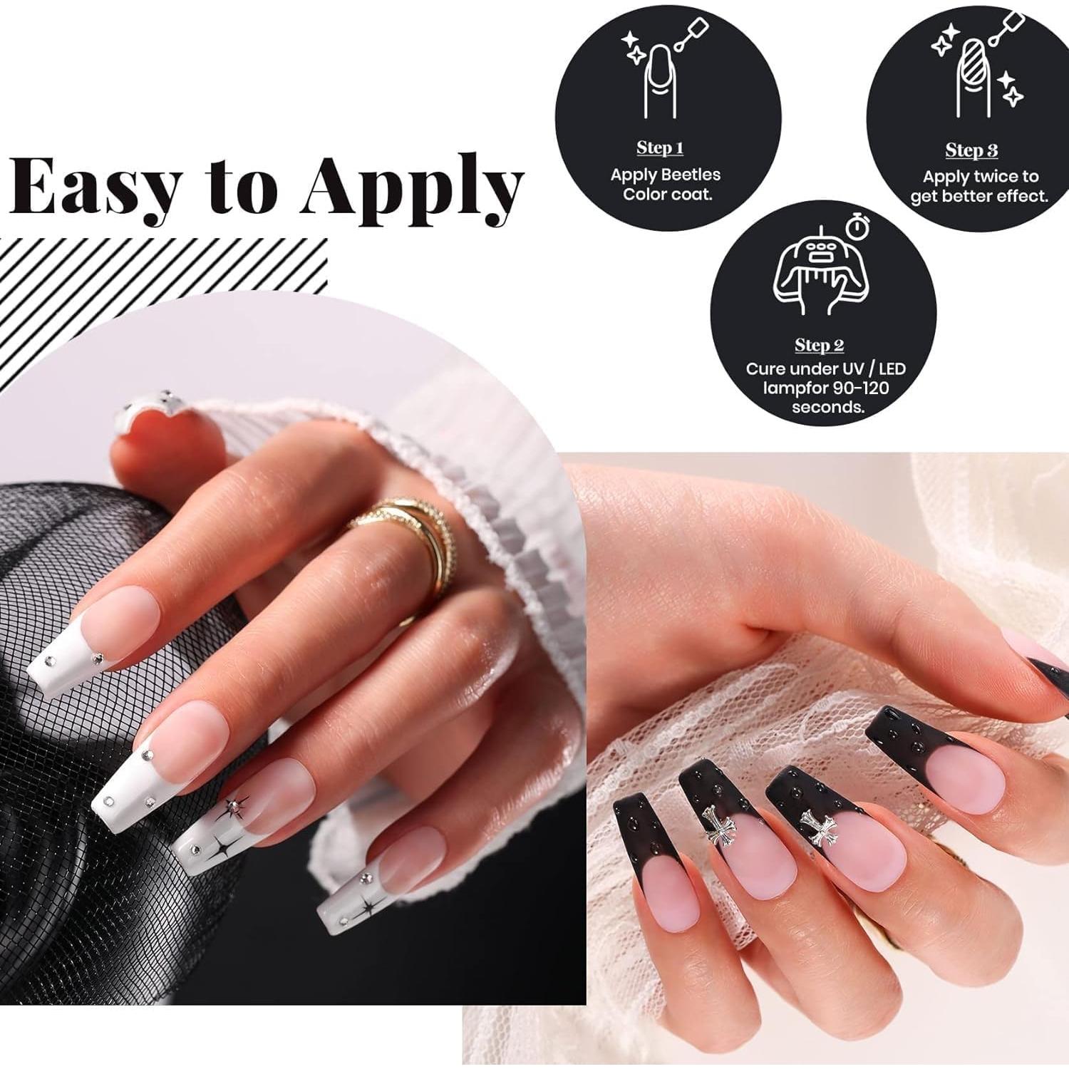 Set de Esmalte en Gel Beetles - 4 Piezas Blanco y Negro