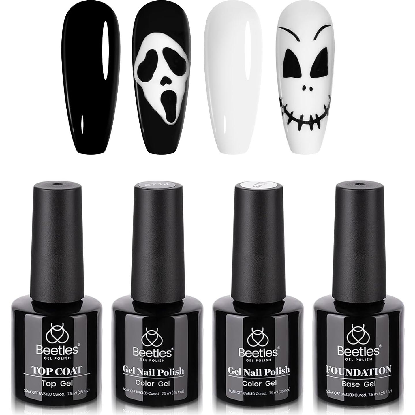 Set de Esmalte en Gel Beetles - 4 Piezas Blanco y Negro
