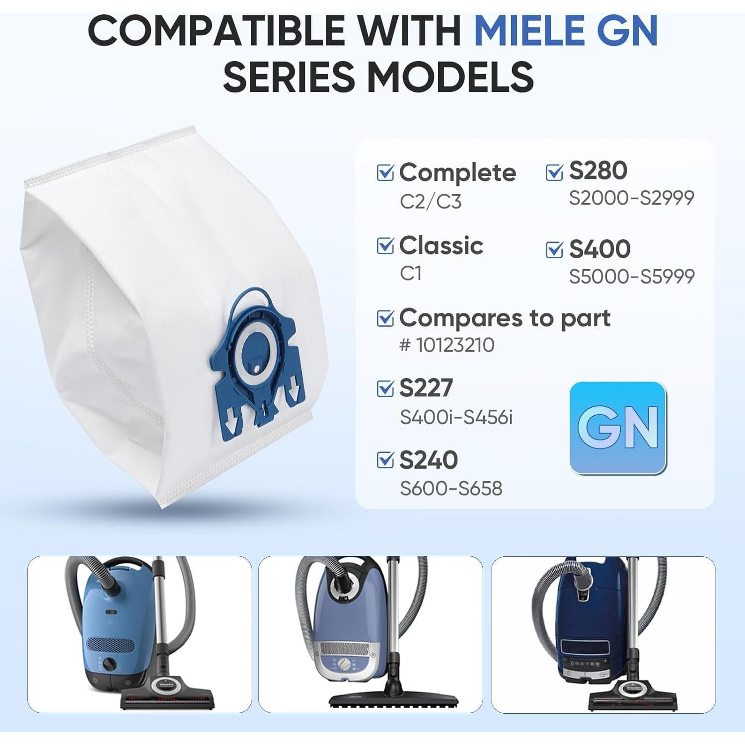 Bolsas de Aspiradora GN Miele - 6 Paquete + 2 Filtros