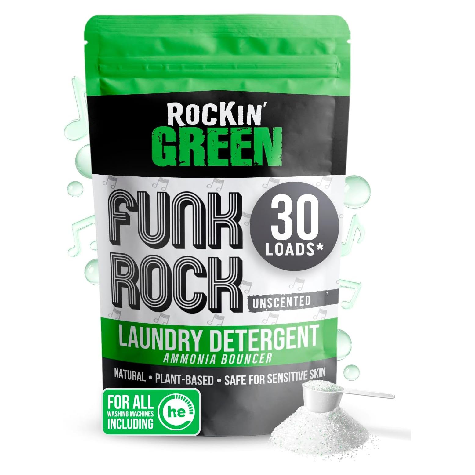 Detergente en Polvo Rockin' Green 30 Cargas Sin Fragancia