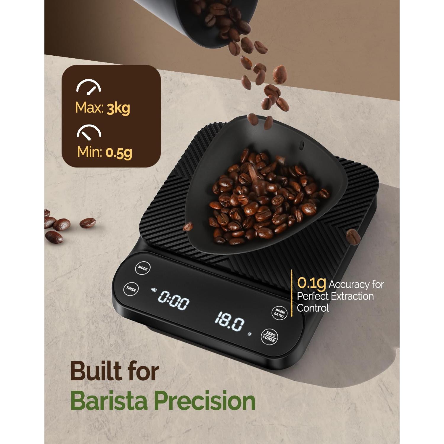 Balanza de Café Digital Maestri House S3 3kg/0.1g Negra