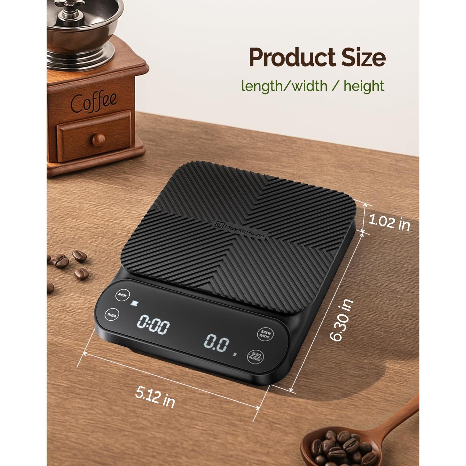 Balanza de Café Digital Maestri House S3 3kg/0.1g Negra