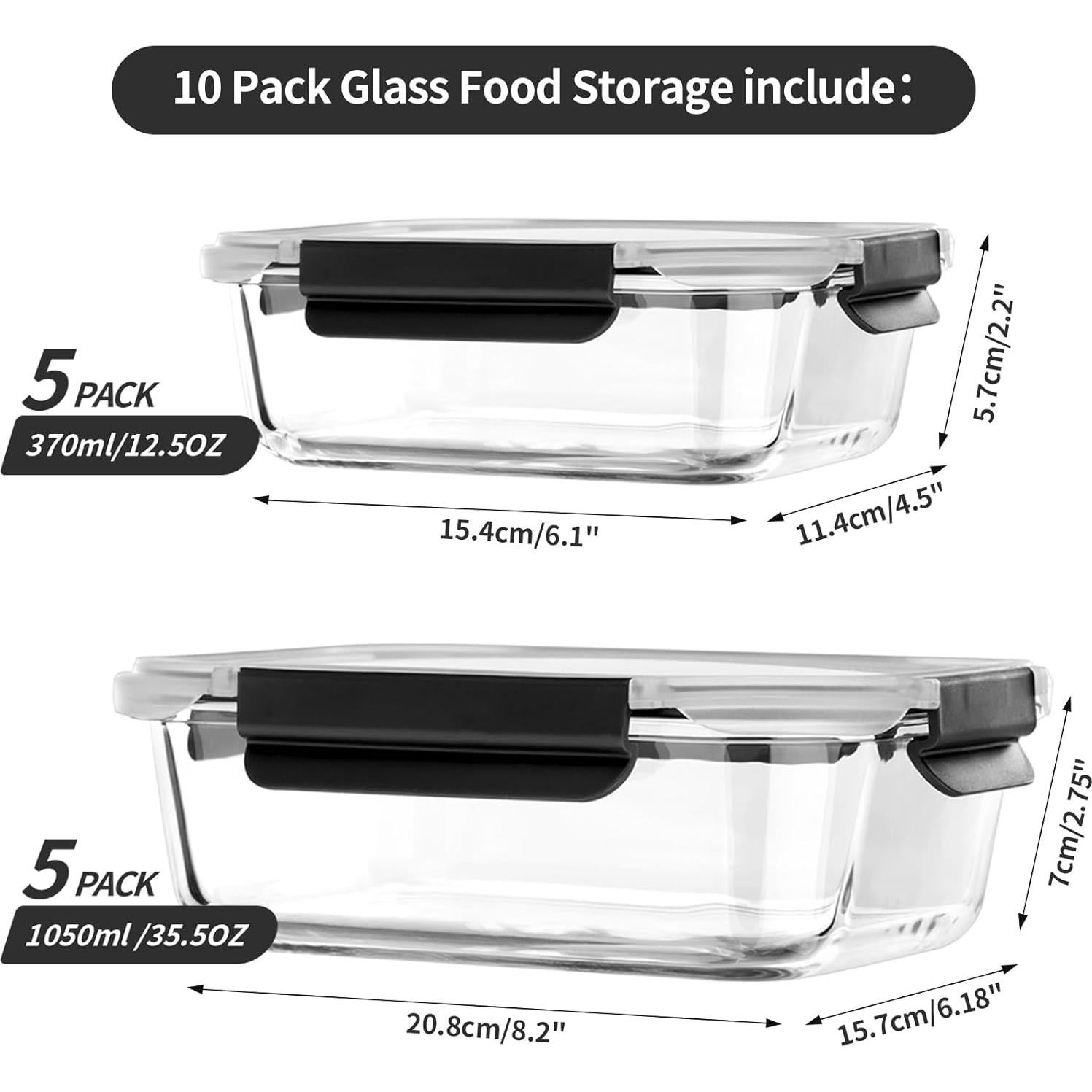 Contenedores de Almacenamiento de Comida de Vidrio Coccot 10 Piezas