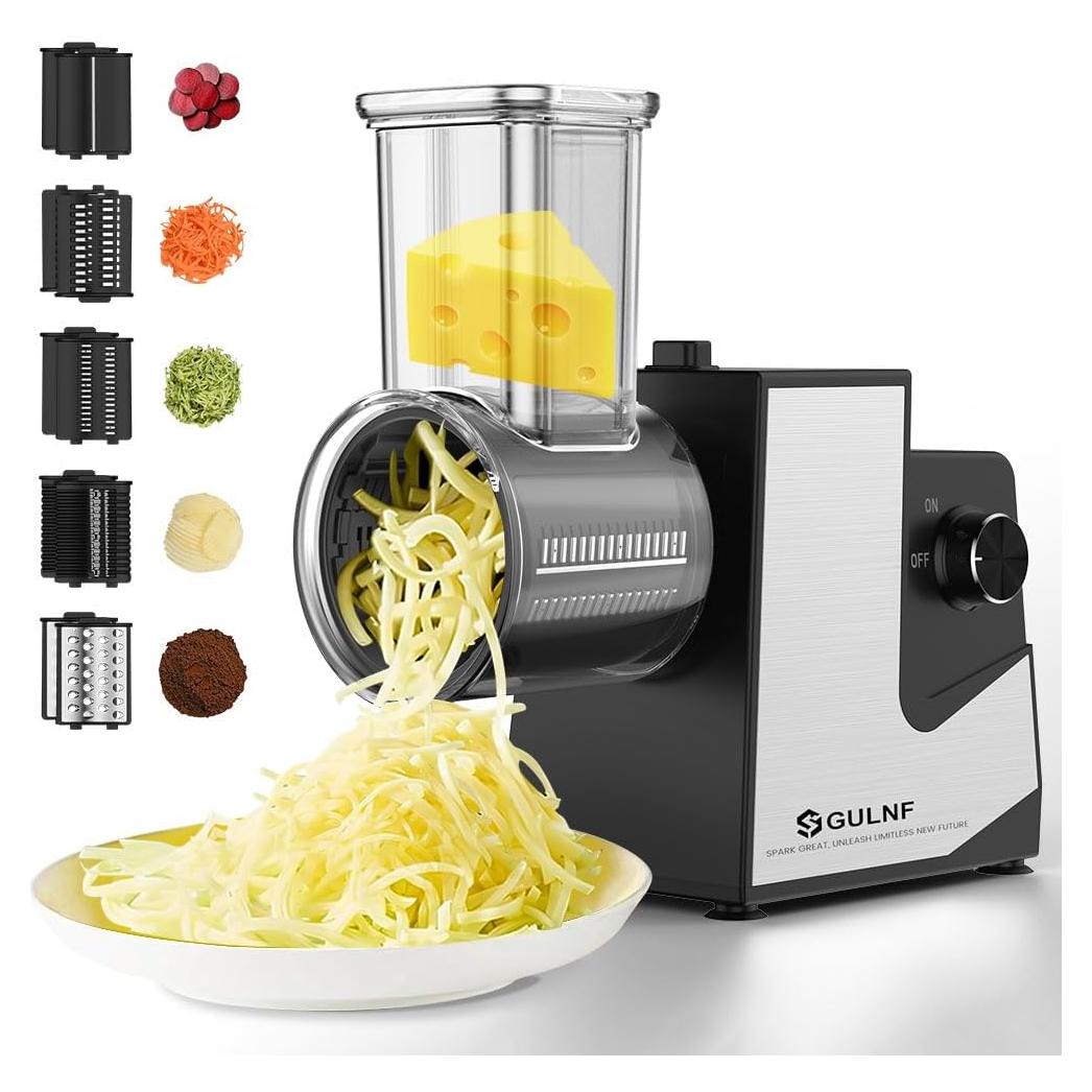 Rallador de Queso Eléctrico SGULNF 5 en 1 250W con 5 Cuchillas