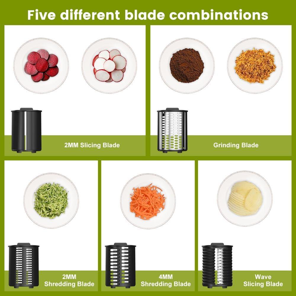 Rallador de Queso Eléctrico SGULNF 5 en 1 250W con 5 Cuchillas