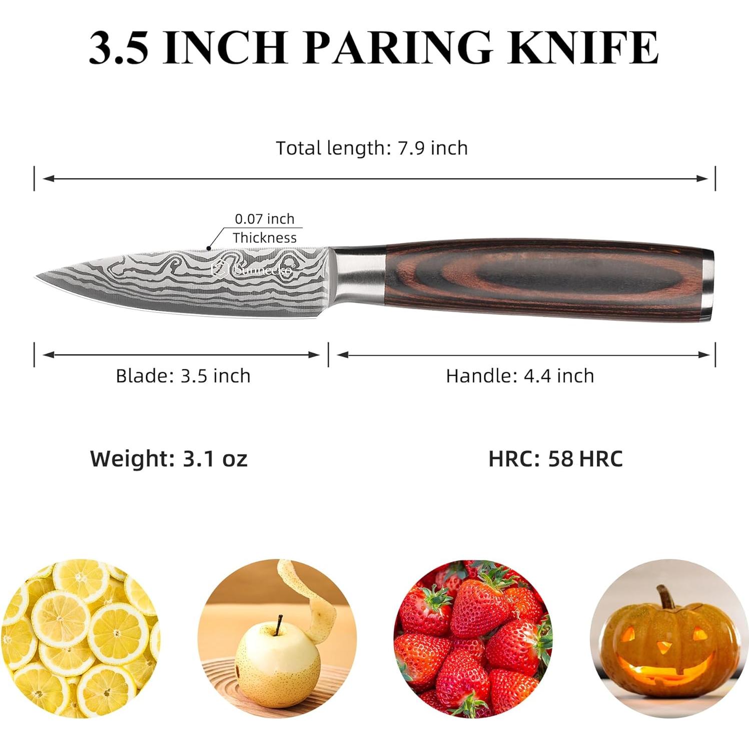 Cuchillo de Pelar Sunnecko 8.89 cm Acero Inoxidable Pakkawood