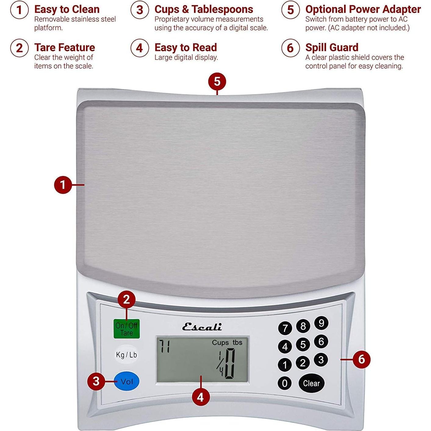 Balanza de Cocina Escali V136 Digital 5.9 kg Preprogramada