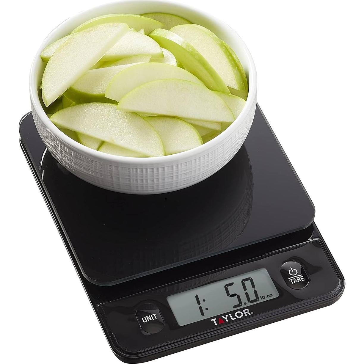 Báscula de Cocina Taylor Digital Vidrio 5 kg Táctil Negra