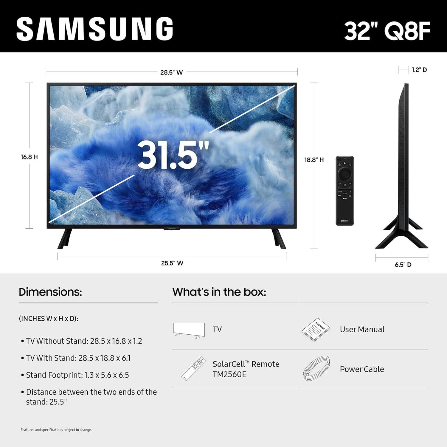 Samsung Televisor QLED 32" 4K UHD Q8F 2025 - Procesador Q4 AI