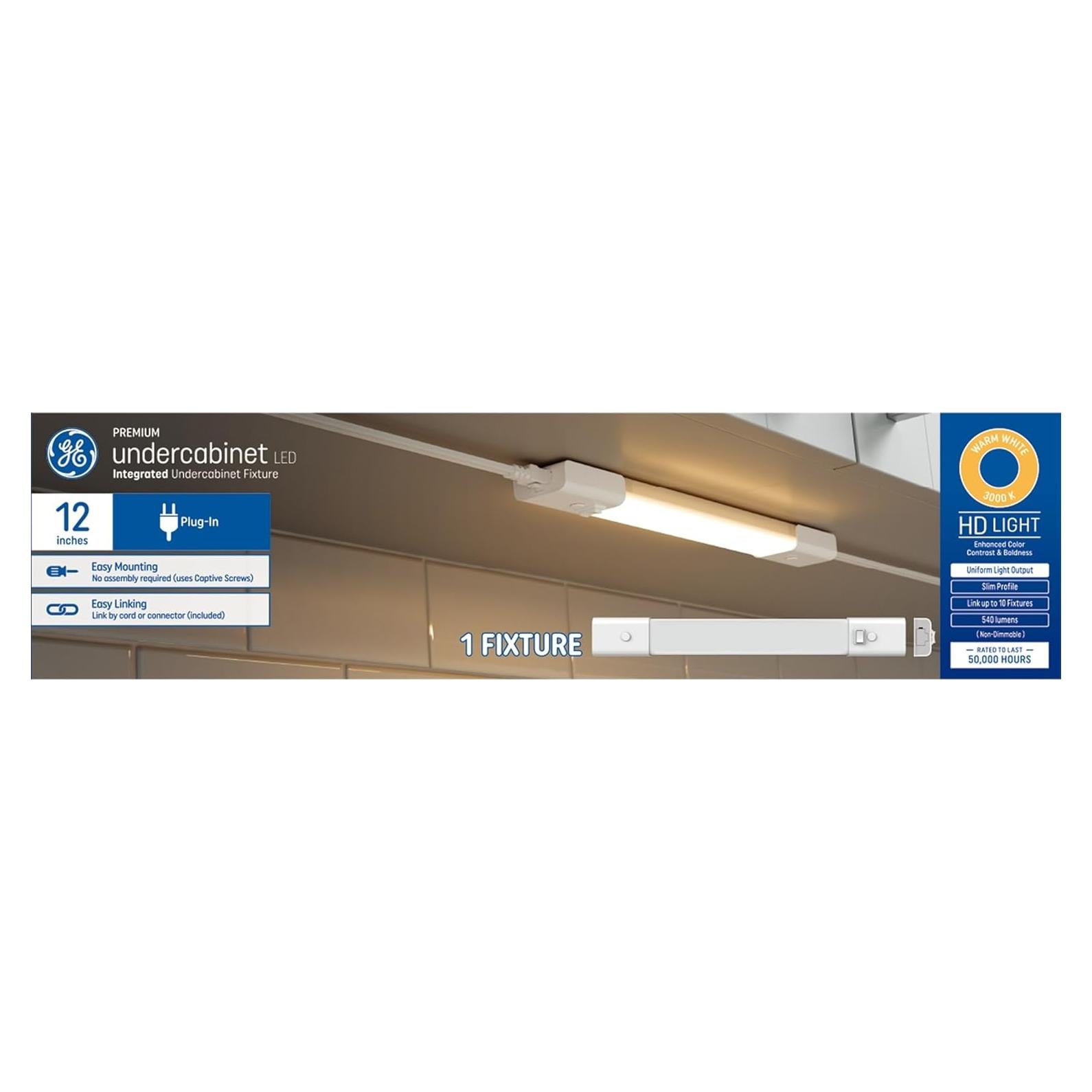 Fijación LED para Debajo del Gabinete GE 30.48 cm Blanco Cálido