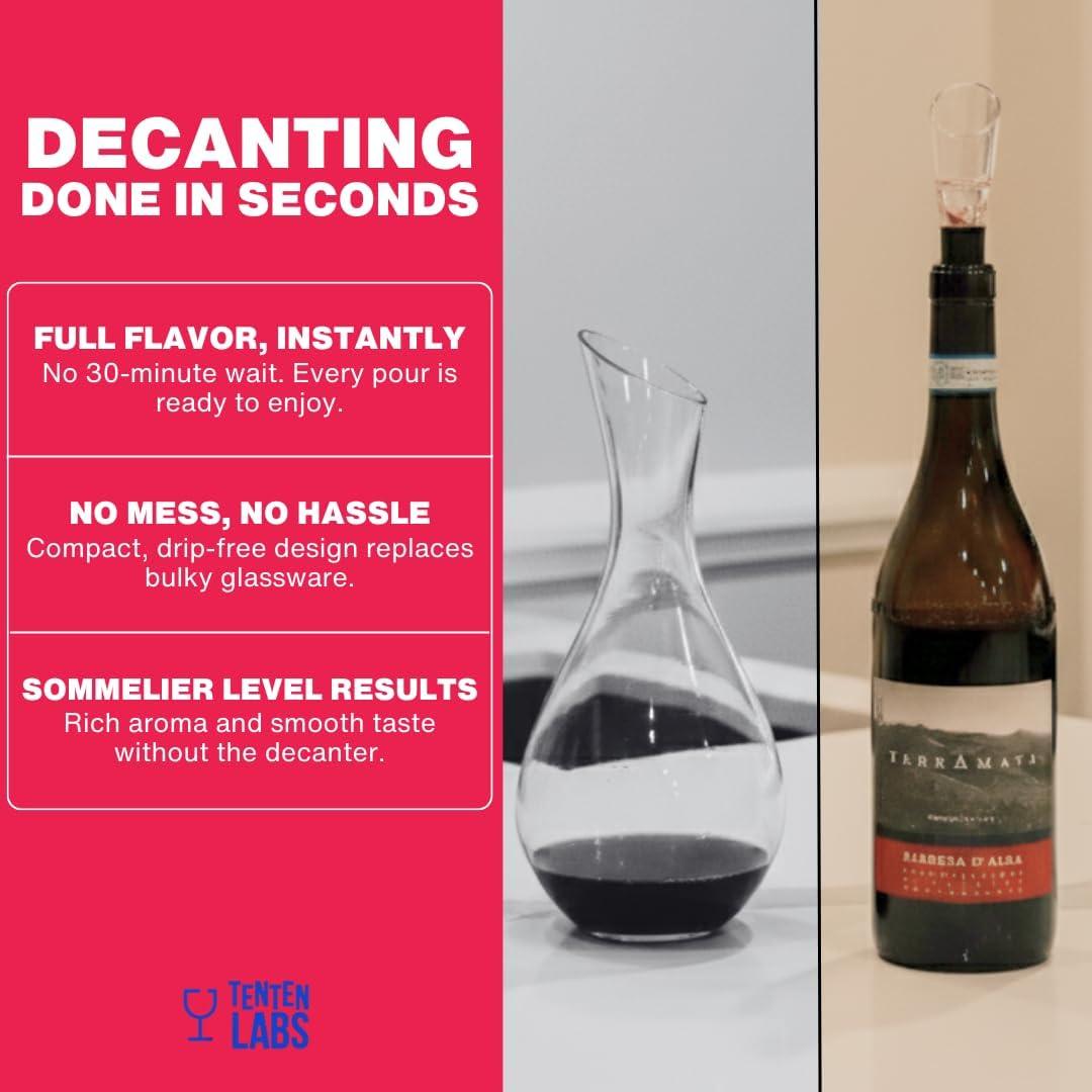 Aerador de Vino TenTen Labs Premium - Paquete de 2 - Negro