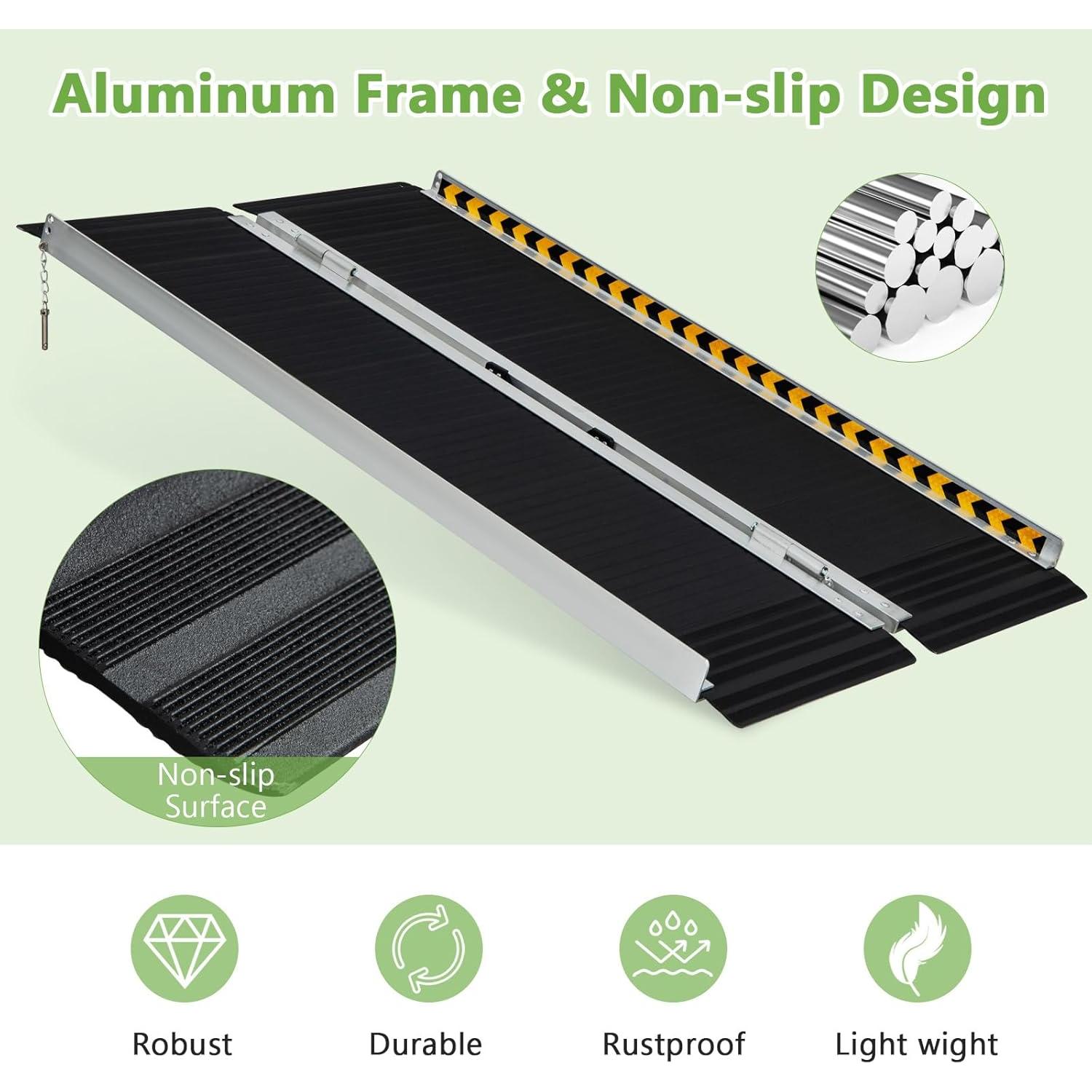 Rampa Portátil para Sillas de Ruedas Goplus 121.9x73.7cm 272kg