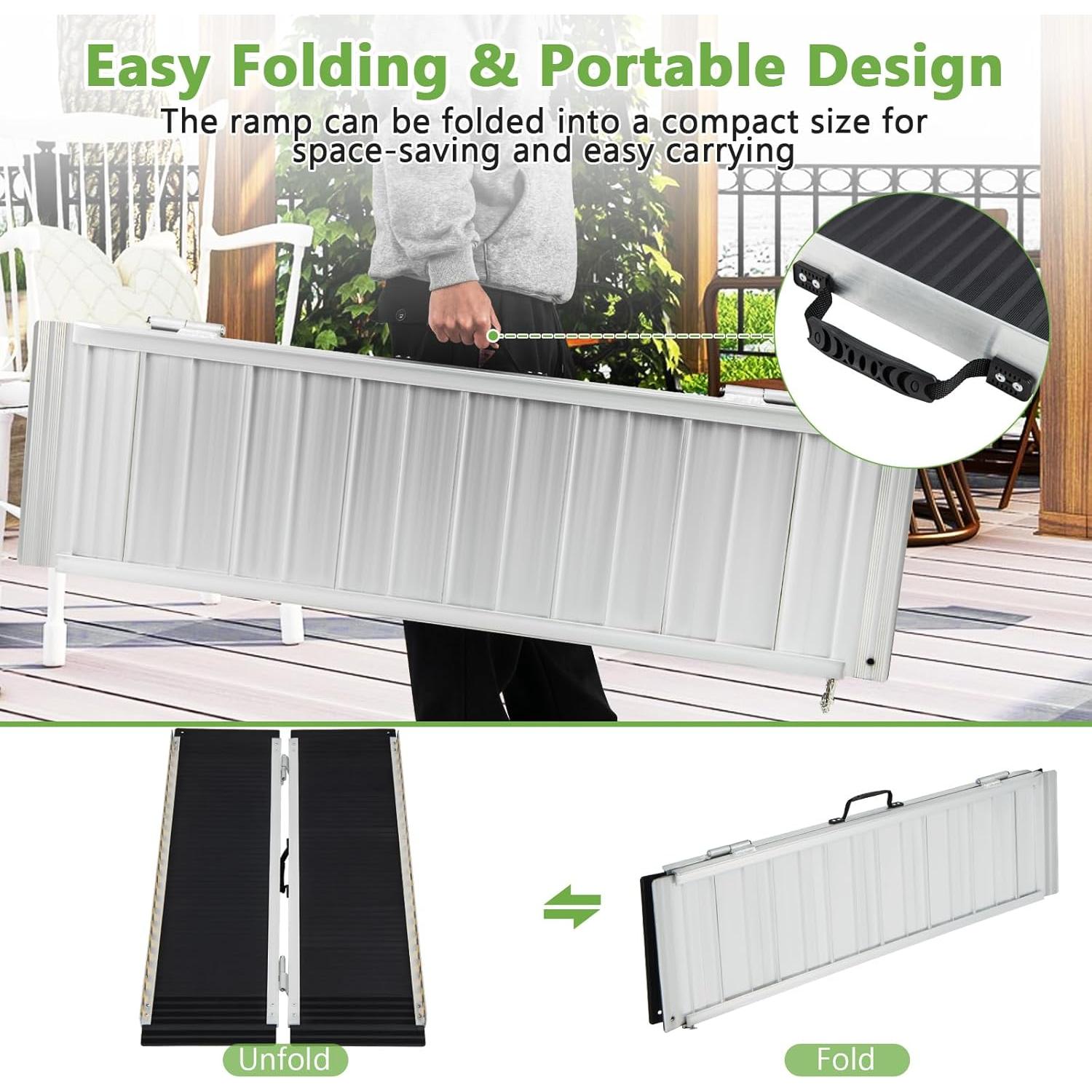 Rampa Portátil para Sillas de Ruedas Goplus 121.9x73.7cm 272kg