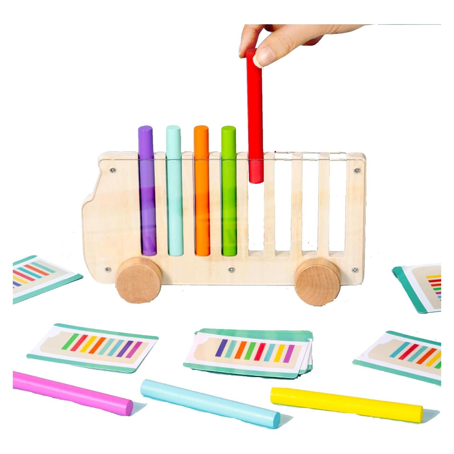 Autobús de Juguete de Madera Merabufa Montessori Reconocimiento de Colores