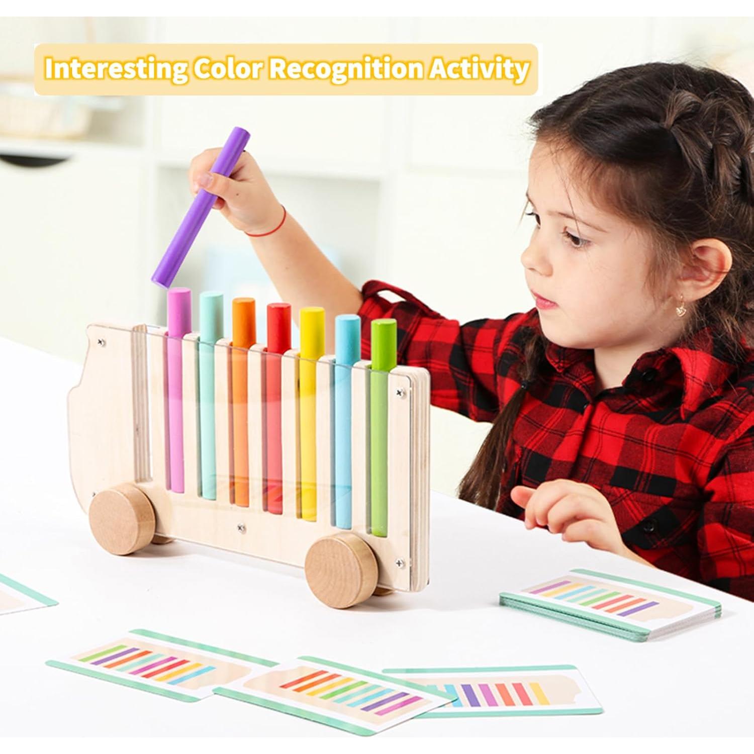 Autobús de Juguete de Madera Merabufa Montessori Reconocimiento de Colores