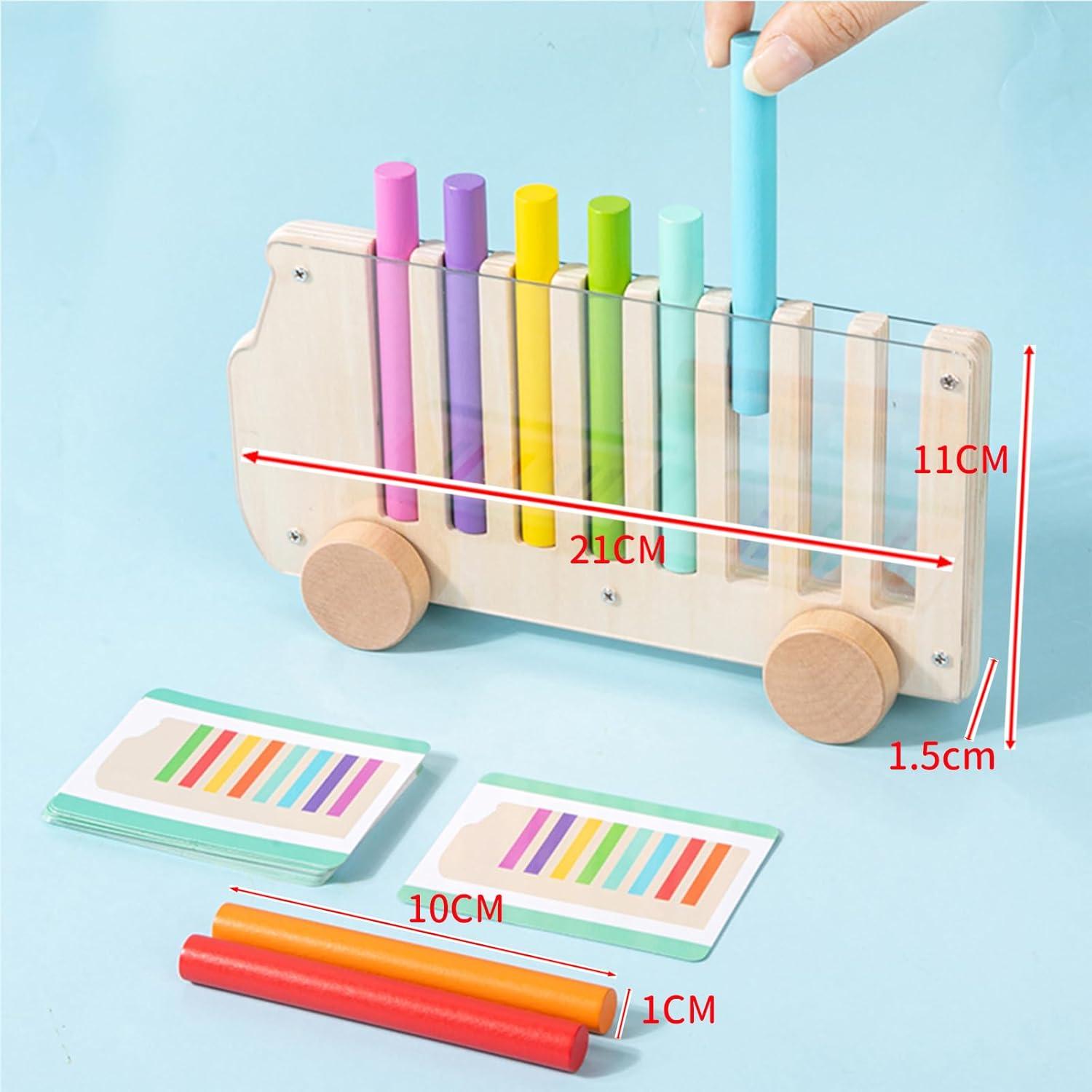 Autobús de Juguete de Madera Merabufa Montessori Reconocimiento de Colores