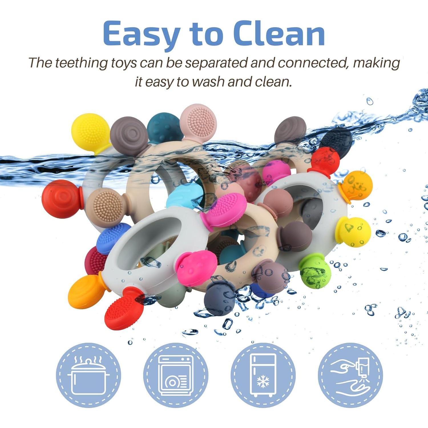 Mordedor de Silicona y Madera Kalovin para Bebés 3+ Meses