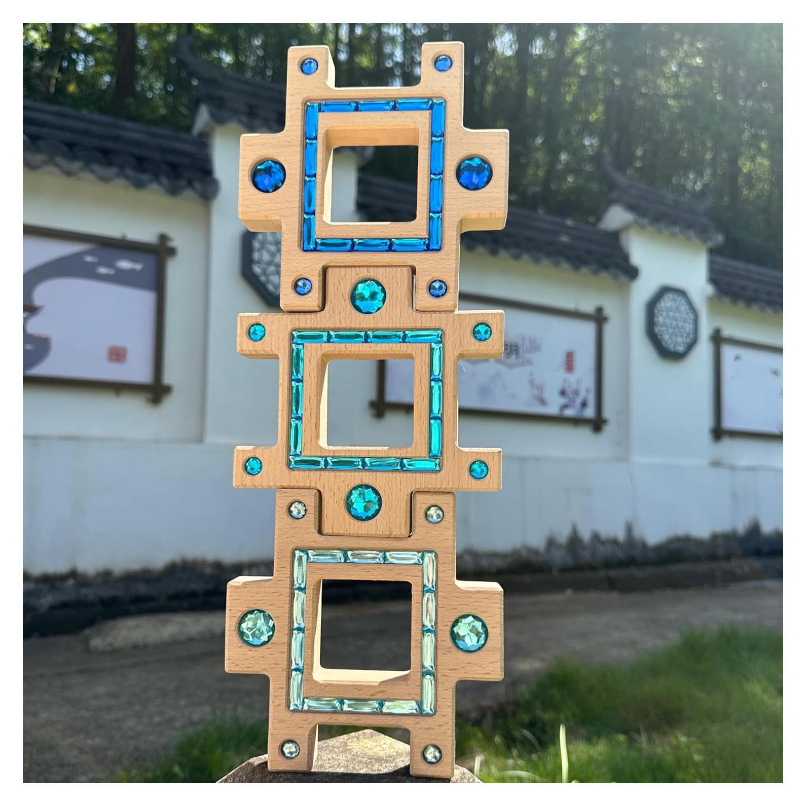 Bloques Apilables de Gema Azul KOAICS - 3PCS Trapezoidales