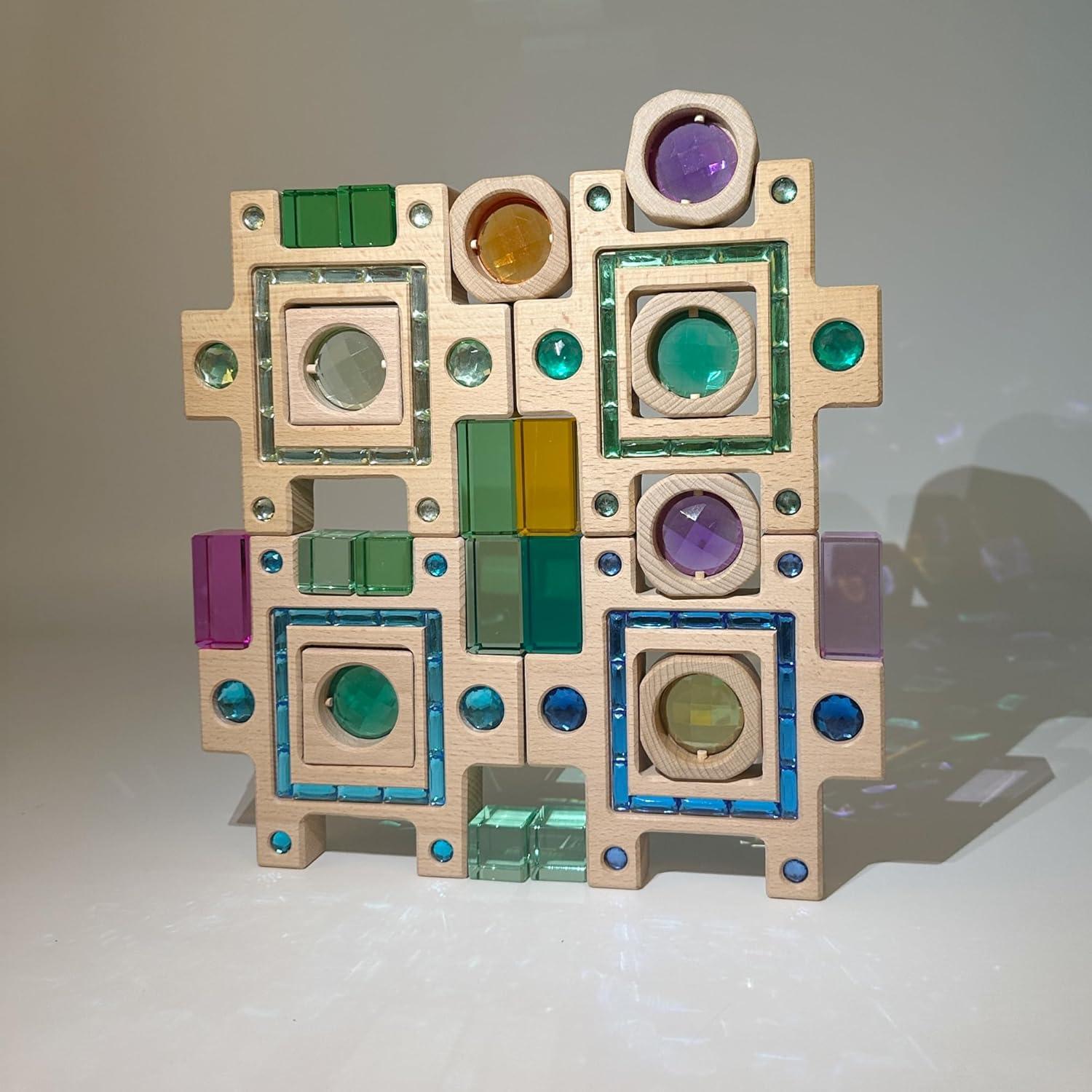 Bloques Apilables de Gema Azul KOAICS - 3PCS Trapezoidales