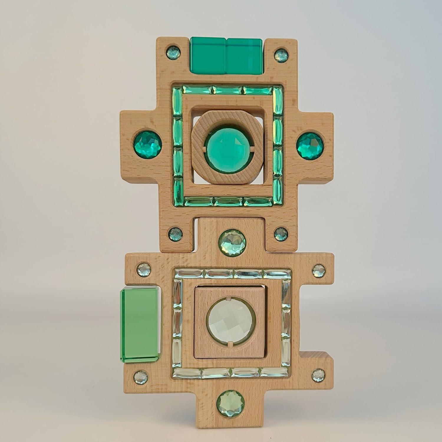 Bloques Apilables de Gema Azul KOAICS - 3PCS Trapezoidales