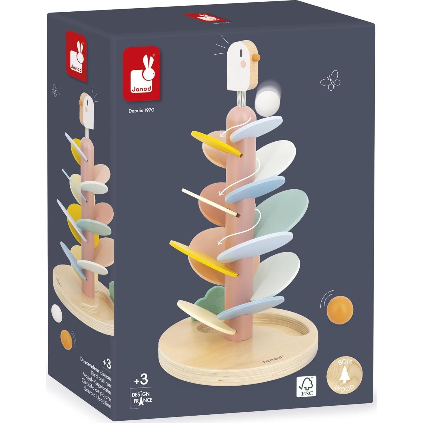 Juguete educativo deslizante de pájaro Janod - 14 hojas