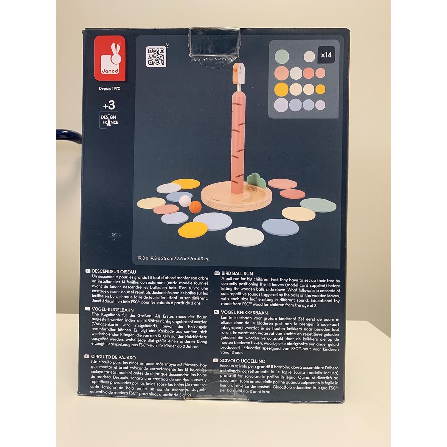 Juguete educativo deslizante de pájaro Janod - 14 hojas