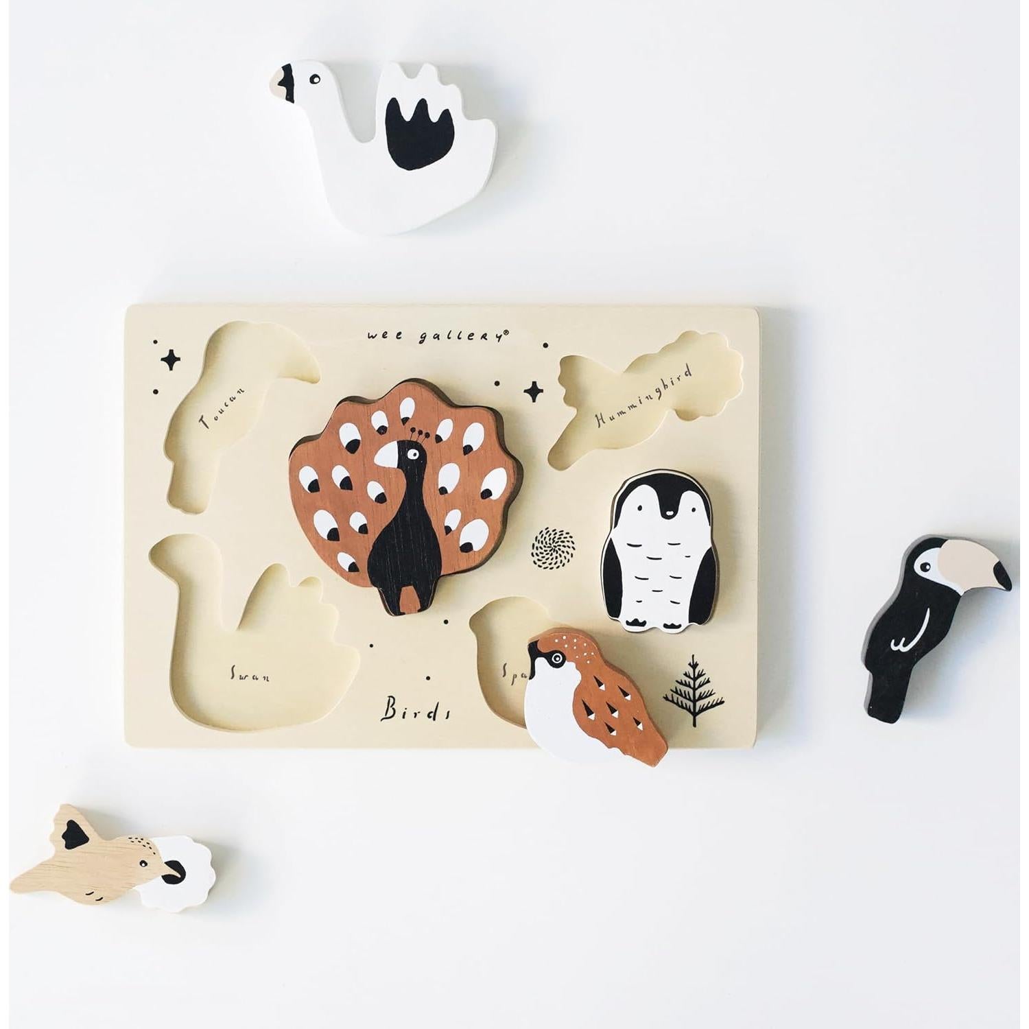 Rompecabezas de Madera Wee Gallery Aves 25.4x17.8 cm Montessori