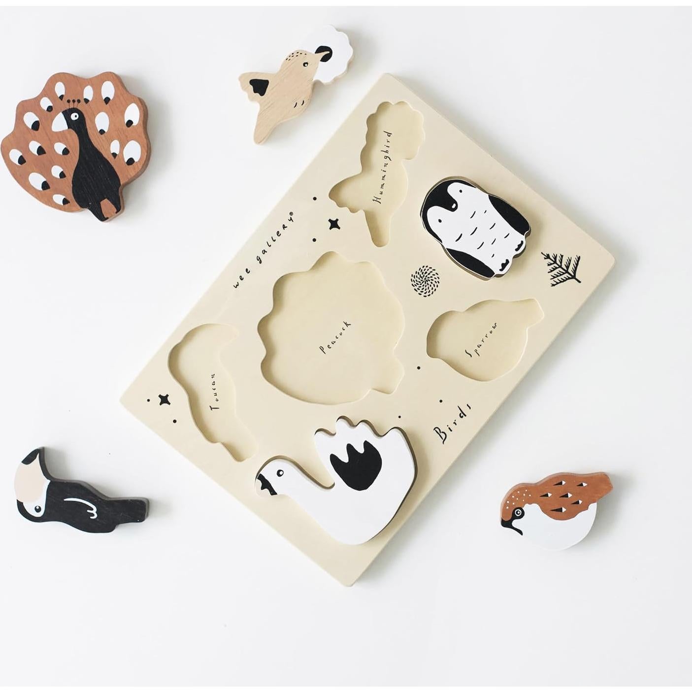 Rompecabezas de Madera Wee Gallery Aves 25.4x17.8 cm Montessori