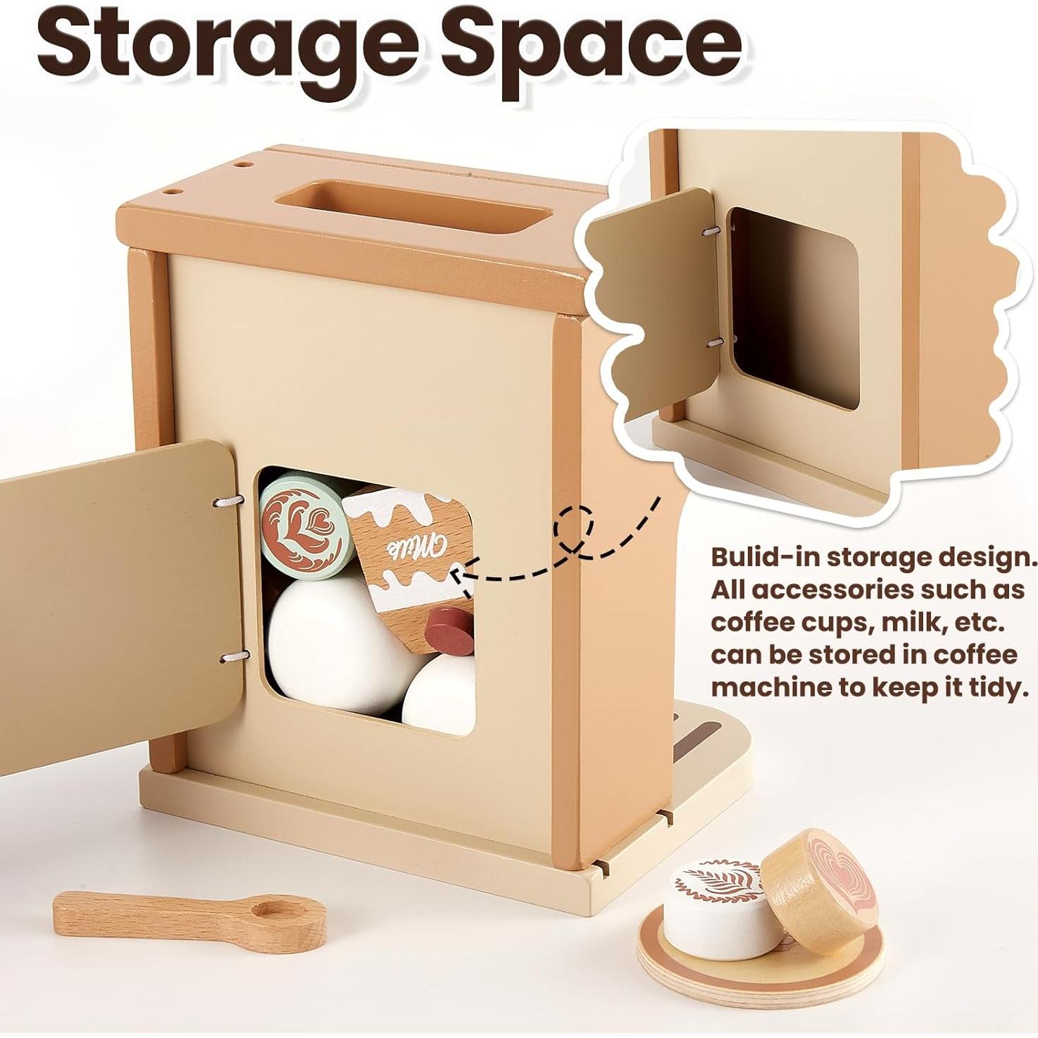 Juguete de Cafetera de Madera BUYGER para Niños 3+ Años