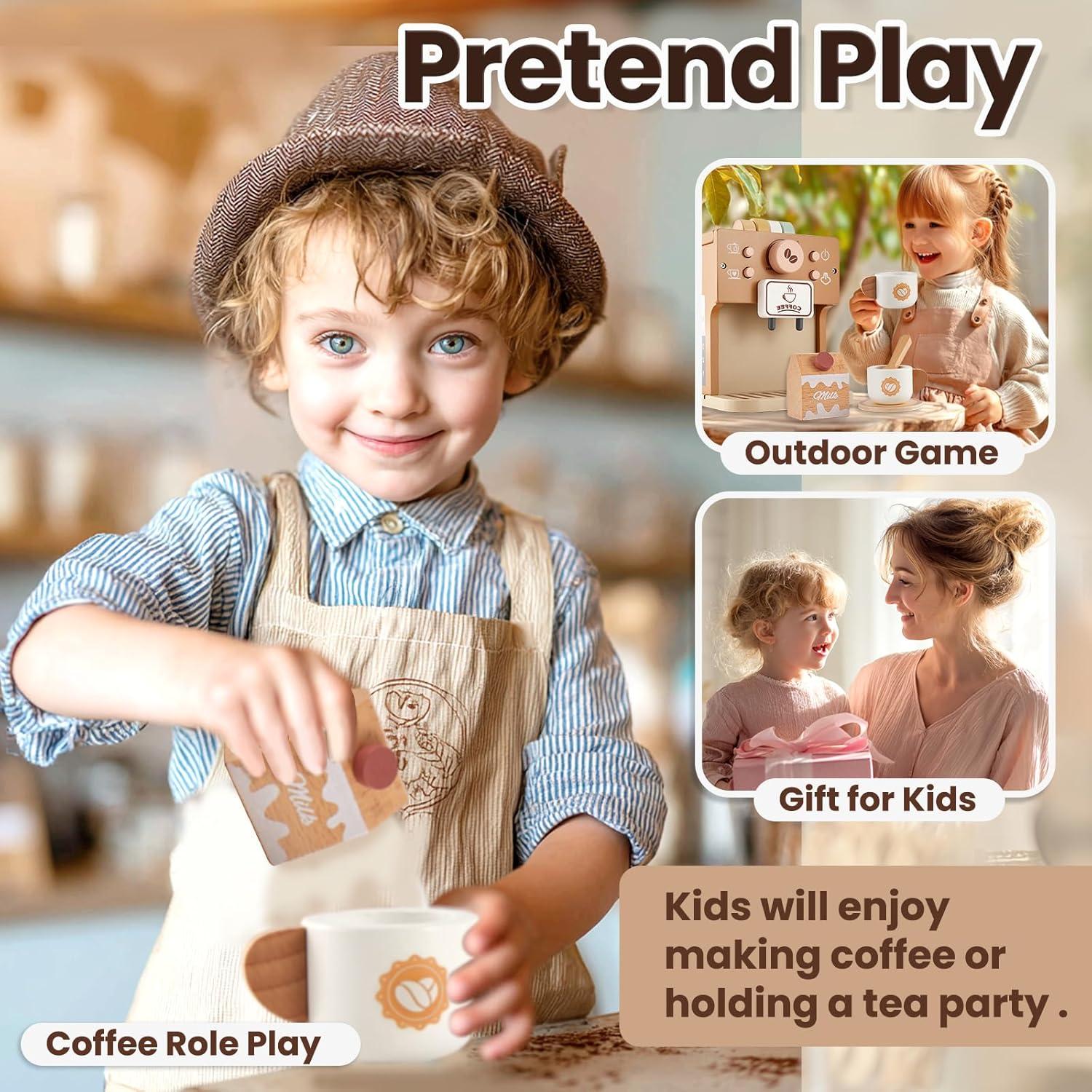 Juguete de Cafetera de Madera BUYGER para Niños 3+ Años