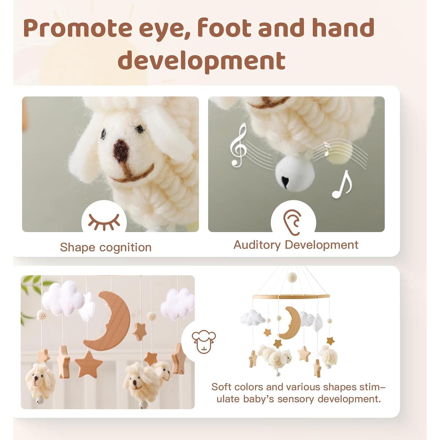 Móvil para Cuna Ikubigu Beige - Juguete Calmante Infantil