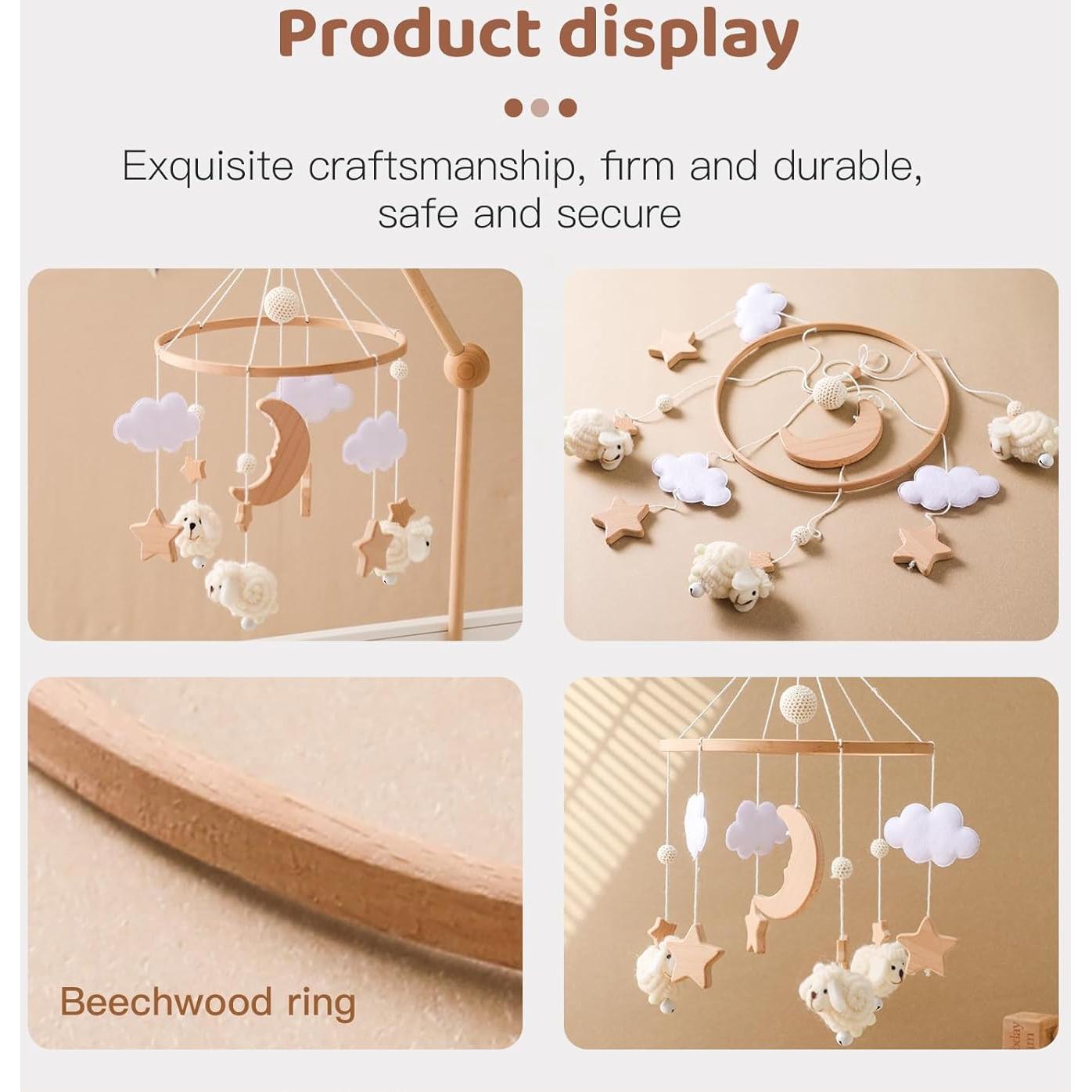 Móvil para Cuna Ikubigu Beige - Juguete Calmante Infantil