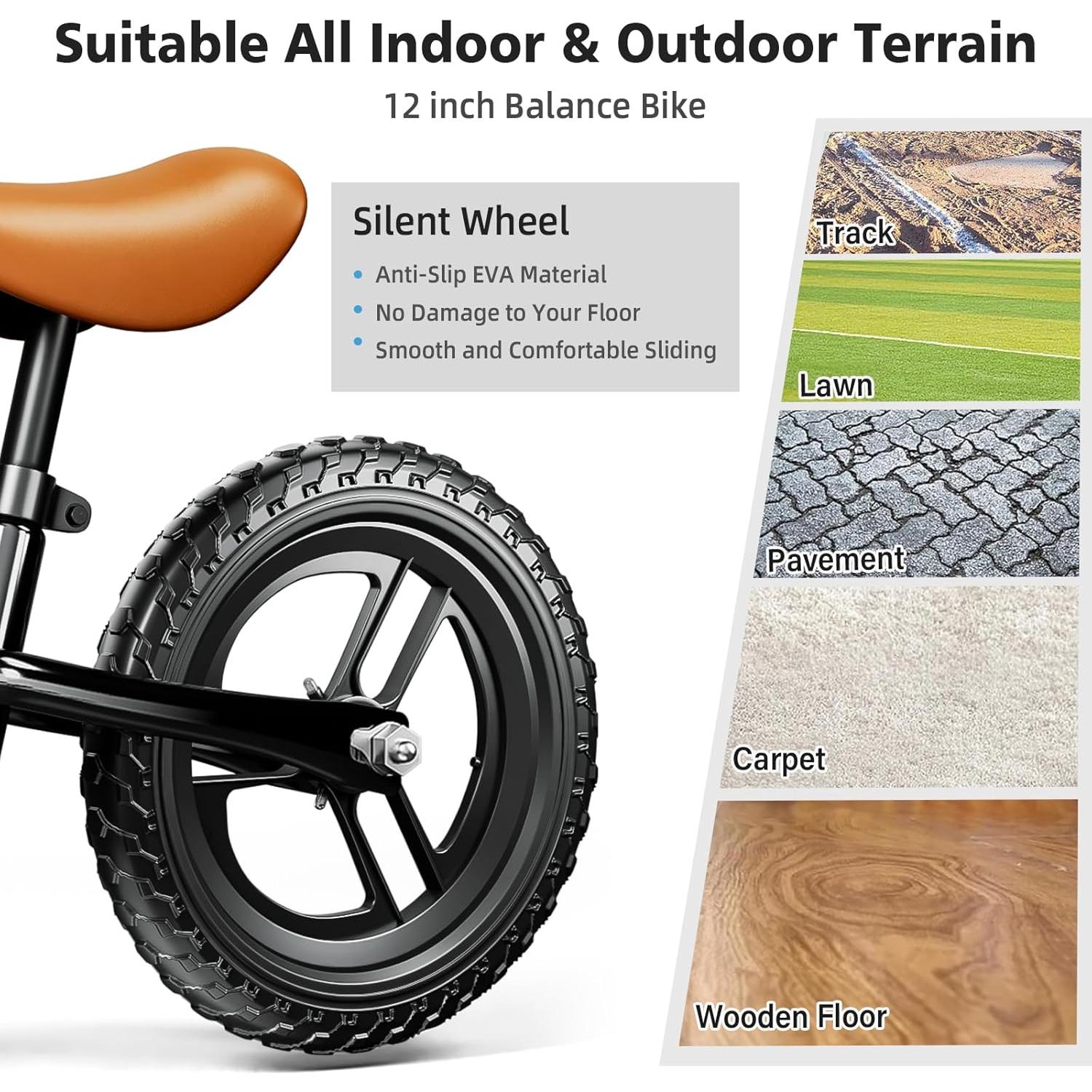 Bicicleta de Equilibrio M SANMERSEN 12" Ajustable Niños 2-5 Años