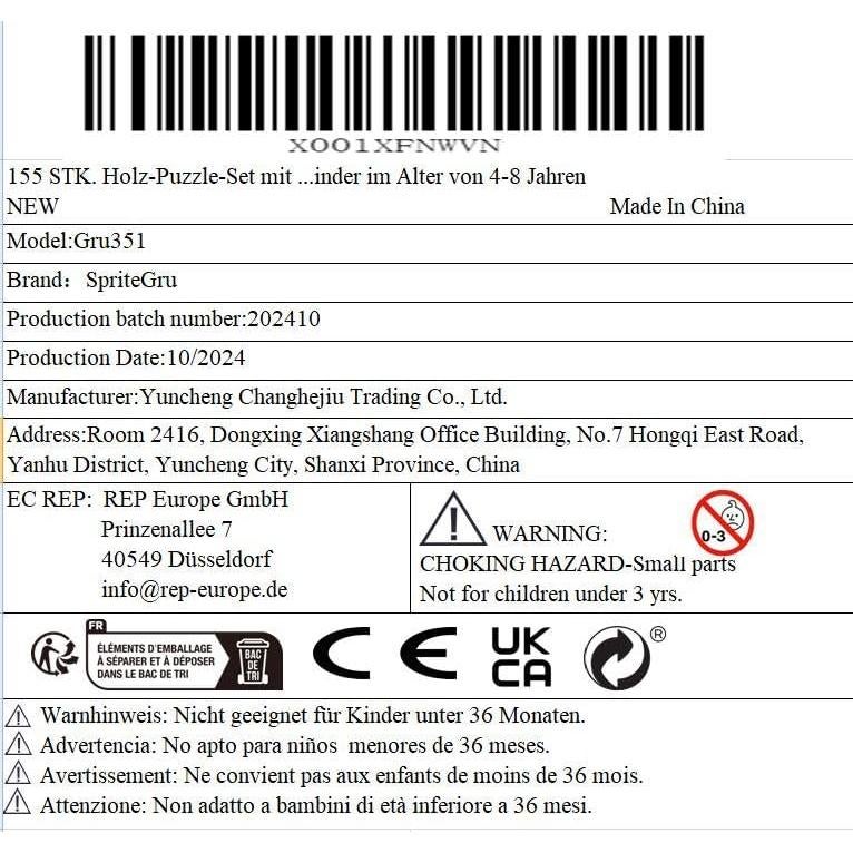 Juego de Bloques de Madera 155 Piezas SpriteGru para Niños