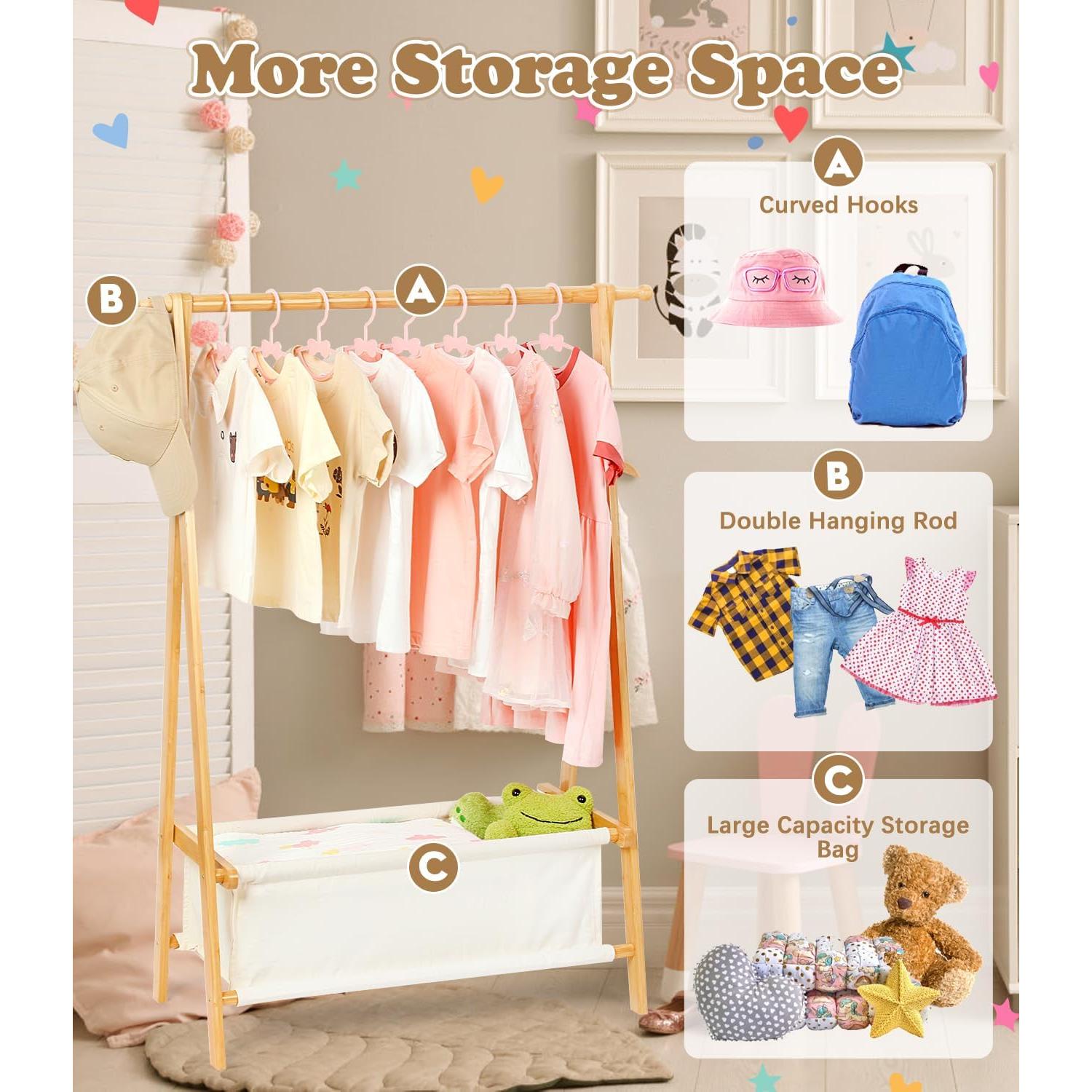 Perchero Infantil Relquorax con Almacenamiento de Bambú