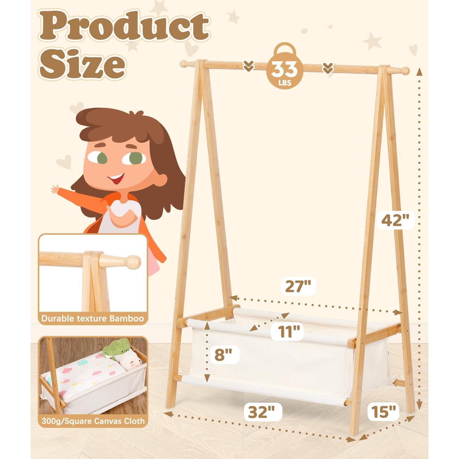 Perchero Infantil Relquorax con Almacenamiento de Bambú