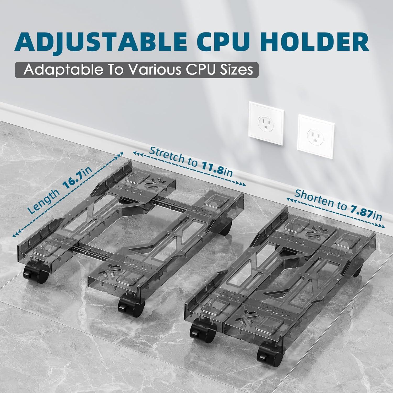 Soporte para CPU CABTE Ajustable con Ruedas 20-30 cm Gris