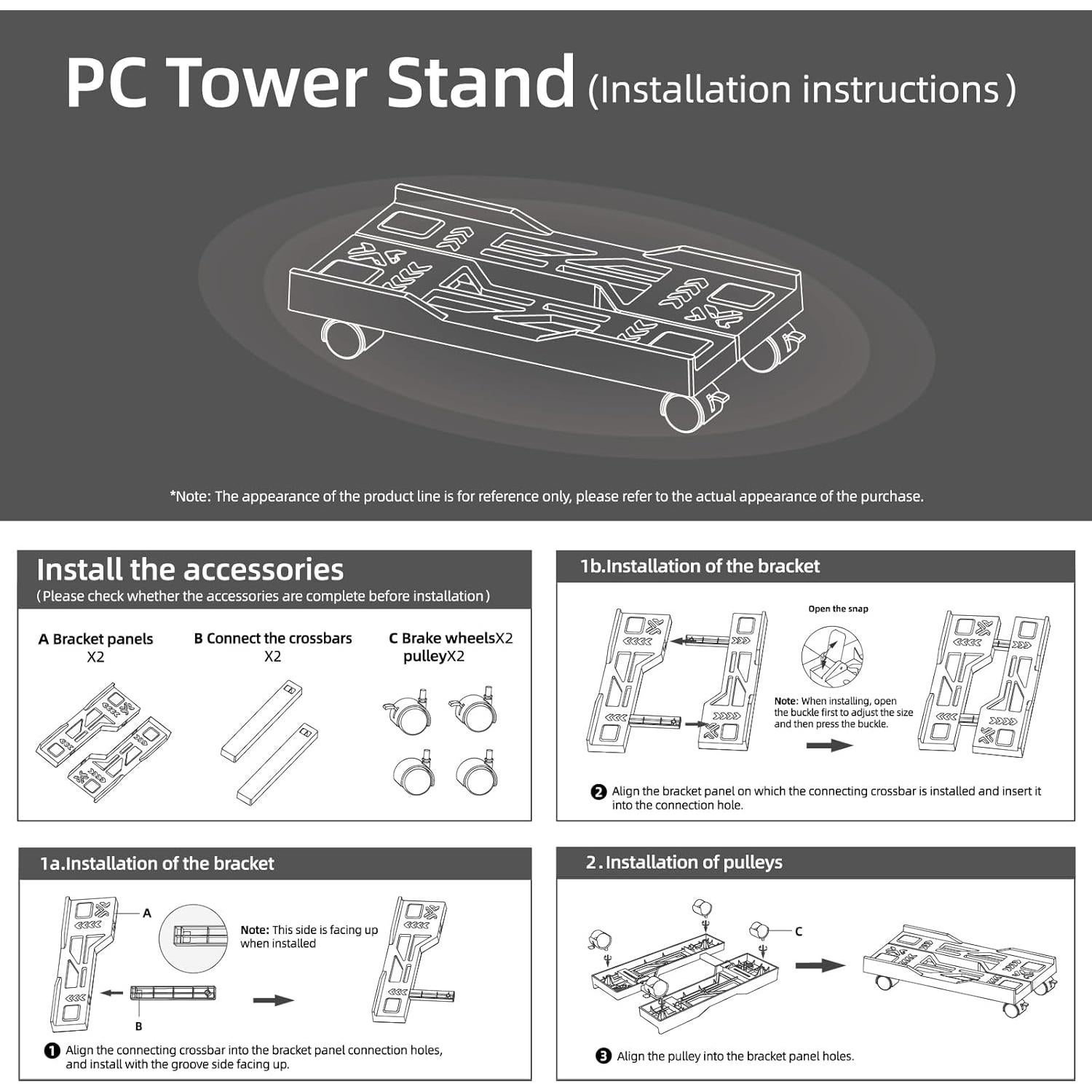 Soporte para CPU CABTE Ajustable con Ruedas 20-30 cm Gris