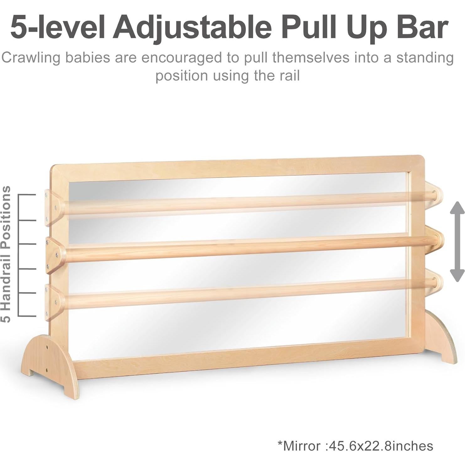 Espejo Montessori KRAND con Barra de Seguridad 115.8x57.9cm