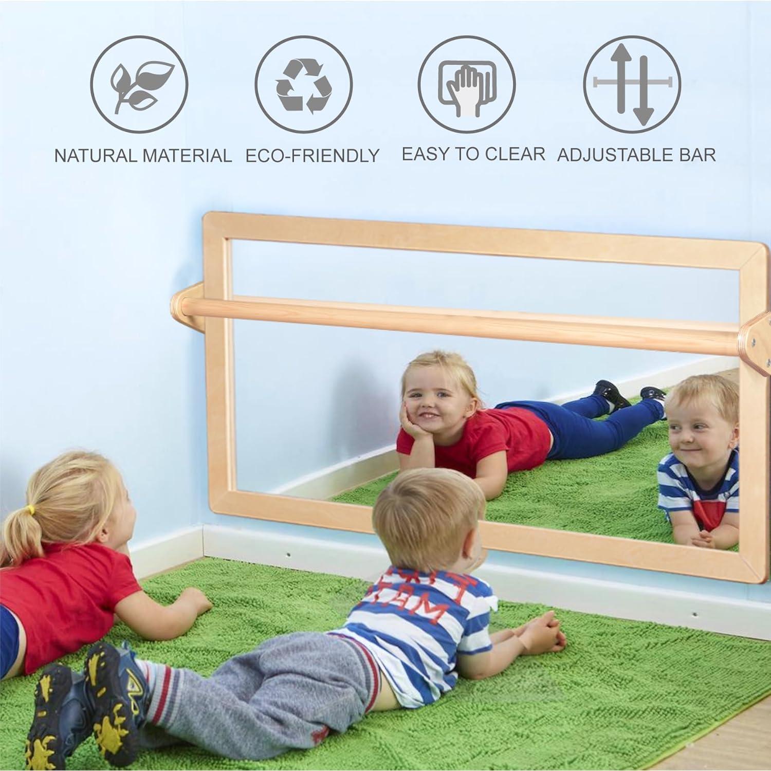 Espejo Montessori KRAND con Barra de Seguridad 115.8x57.9cm
