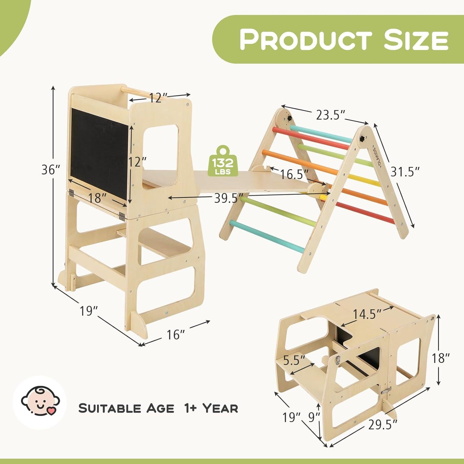 Conjunto de Escalada Pikler Olakids 8 en 1 Plegable para Niños