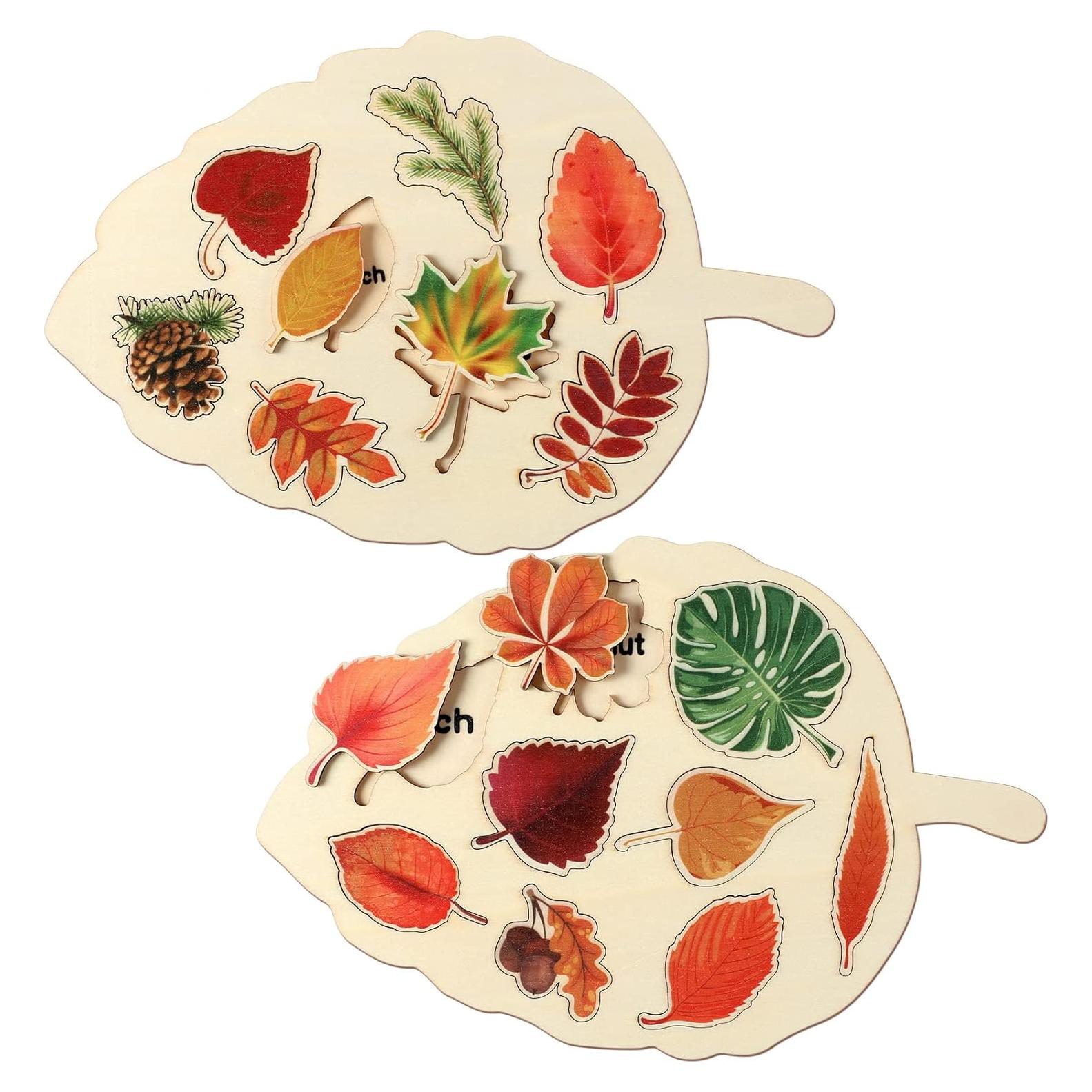 Rompecabezas de Madera Kathfly 2 Piezas Hoja Educativo 20x33cm