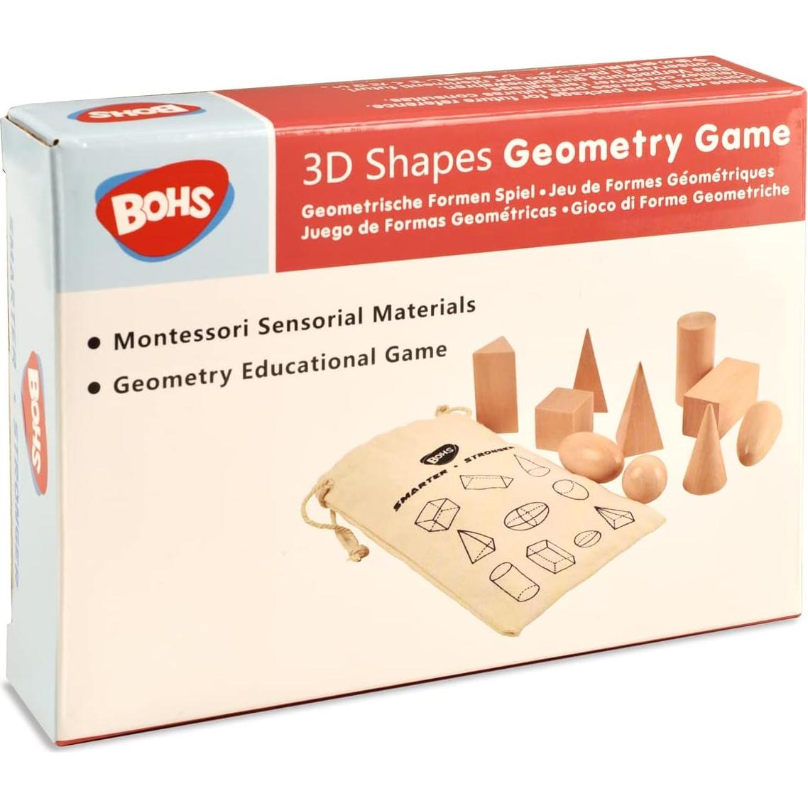 Juego de Adivinanza de Sólidos Geométricos BOHS - 10 Formas 3D
